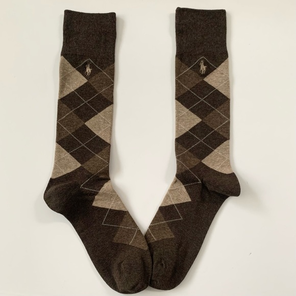 NEW Ralph Lauren long brown argyle socks - Picture 8 of 14
